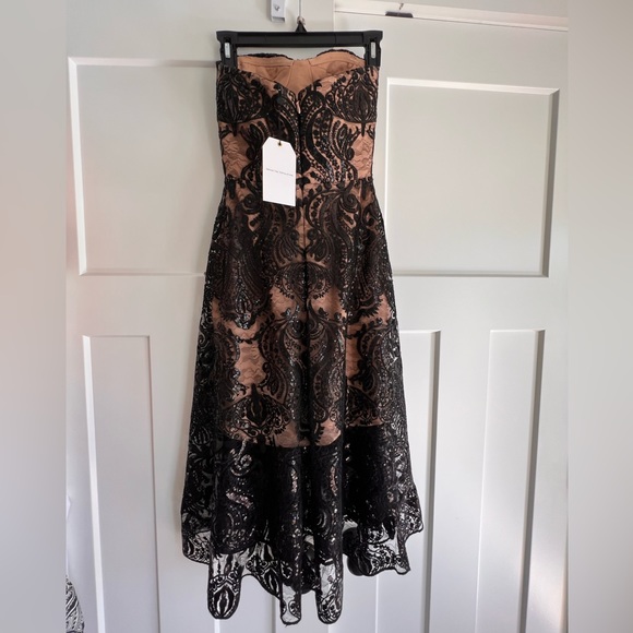 Dress the Population Black Sadie Sequin Lace Dress Strapless Lined XS NWT! - Picture 6 of 8